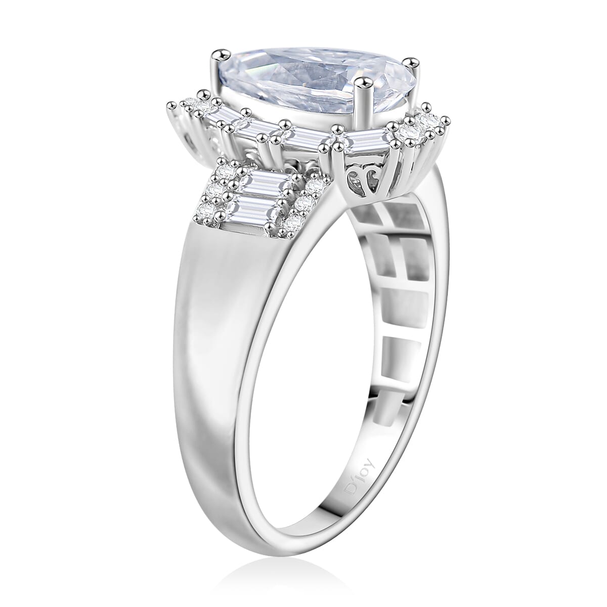 Moissanite 2.75 ctw Ring in Rhodium Over Sterling Silver (Size 10.0) image number 2