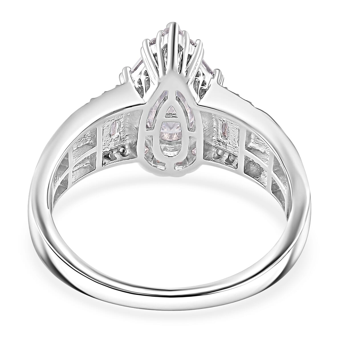Moissanite 2.75 ctw Ring in Rhodium Over Sterling Silver (Size 10.0) image number 3