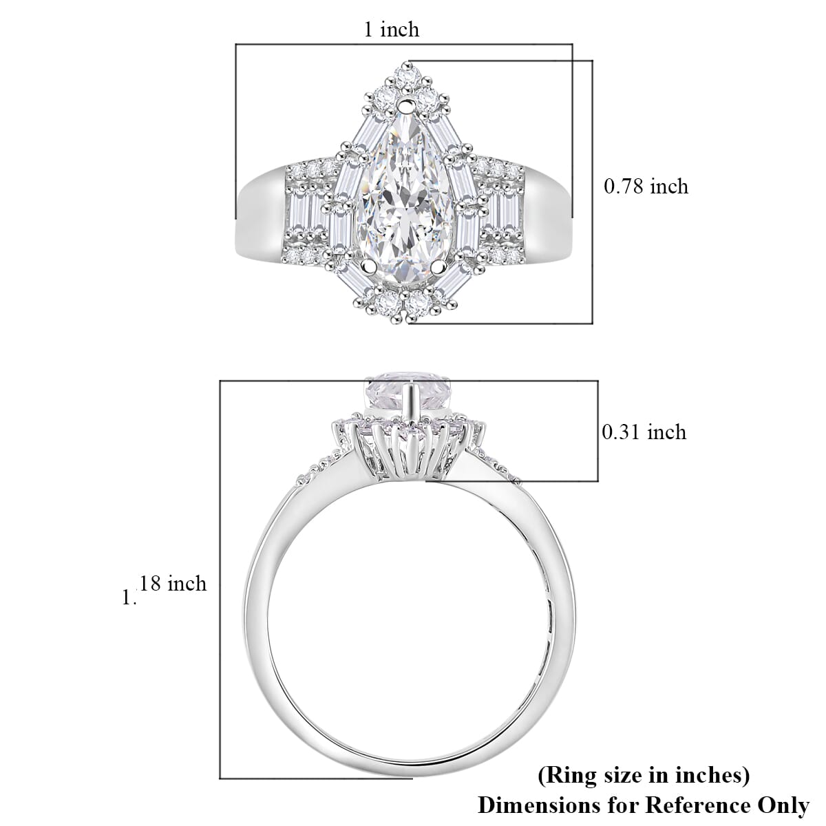 Moissanite 2.75 ctw Ring in Rhodium Over Sterling Silver (Size 10.0) image number 4