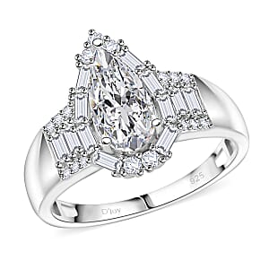 D'Joy Moissanite 2.75 ctw Radiant Majesty Ring in Rhodium Over Sterling Silver (Size 8.0)