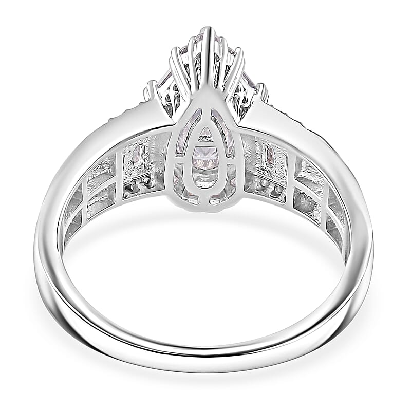 D'Joy Moissanite 2.75 ctw Radiant Majesty Ring in Rhodium Over Sterling Silver (Size 9.0)
