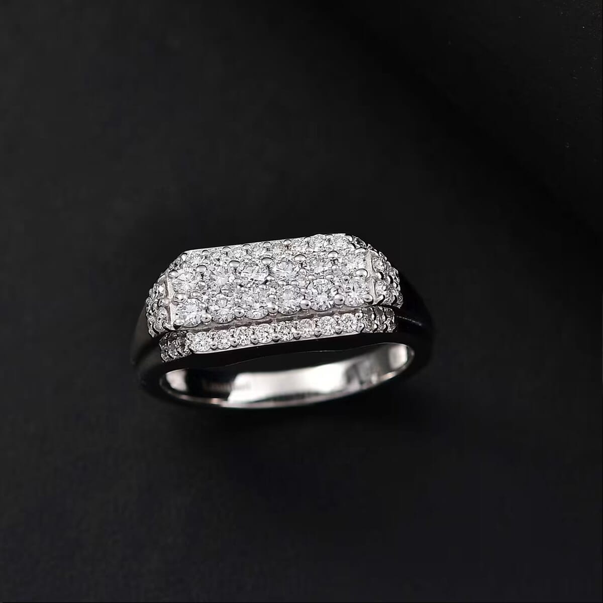 Luxuriant Lab Grown Diamond E-F VS 1.10 ctw Men's Ring in Rhodium Over Sterling Silver (Size 10.0) image number 7