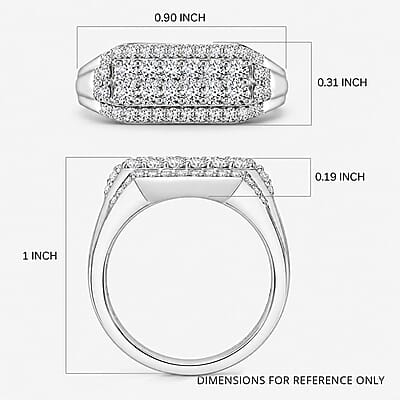 Luxuriant Lab Grown Diamond E-F VS 1.10 ctw Men's Ring in Rhodium Over Sterling Silver (Size 10.0)