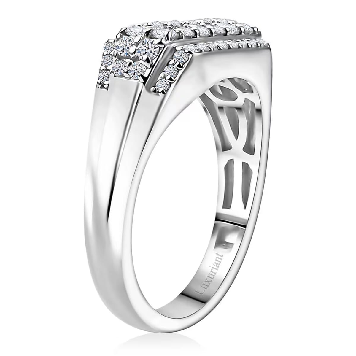 Luxuriant Lab Grown Diamond E-F VS 1.10 ctw Men's Ring in Rhodium Over Sterling Silver (Size 10.0) image number 9