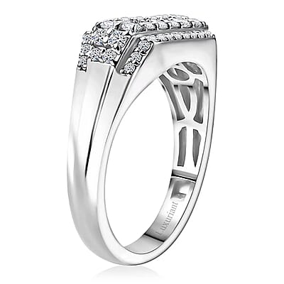 Luxuriant Lab Grown Diamond E-F VS 1.10 ctw Men's Ring in Rhodium Over Sterling Silver (Size 10.0)
