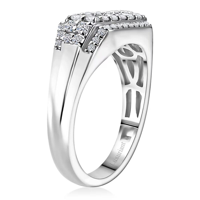 Luxuriant Lab Grown Diamond E-F VS 1.10 ctw Men's Ring in Rhodium Over Sterling Silver (Size 10.0)