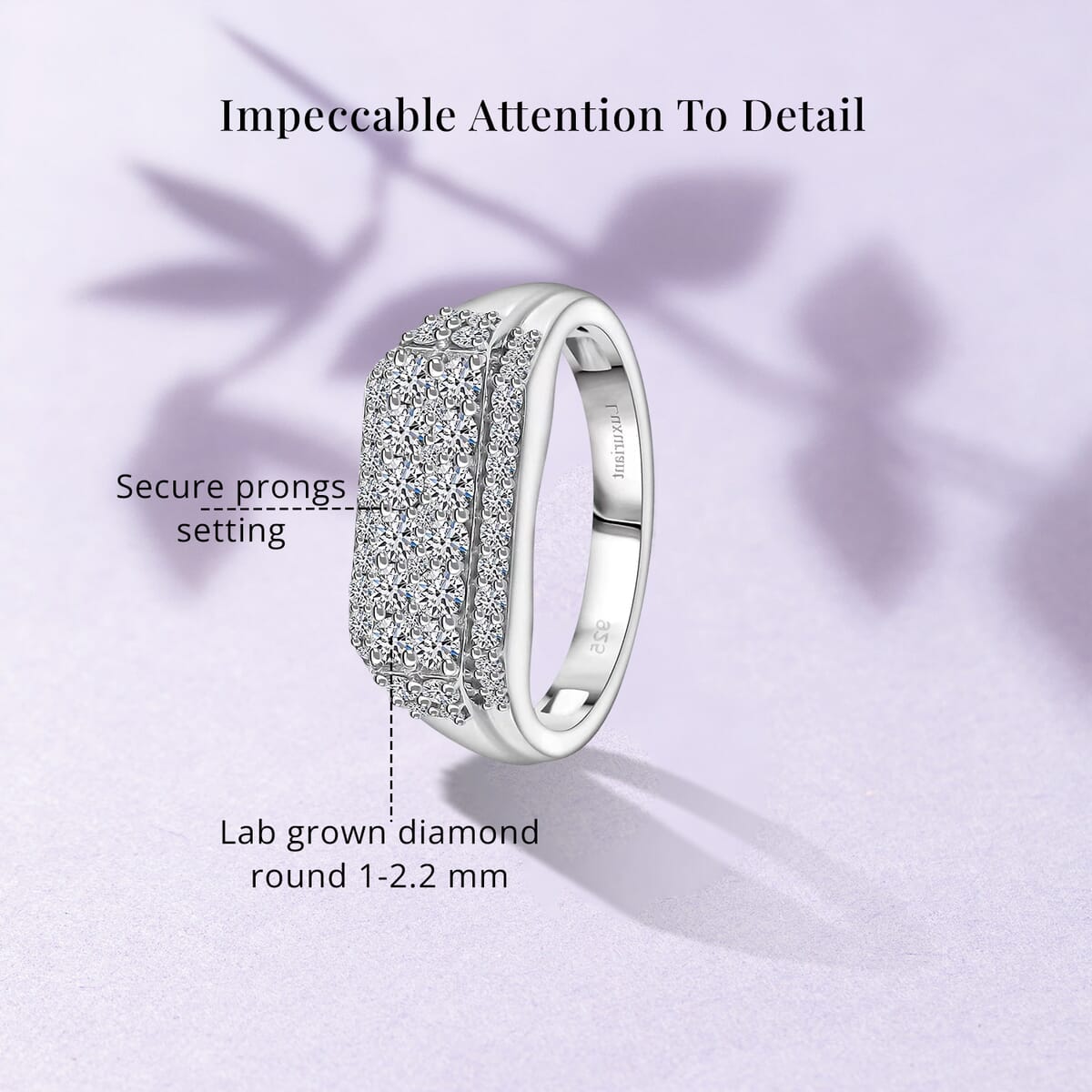 Luxuriant Lab Grown Diamond E-F VS 1.10 ctw Men's Ring in Rhodium Over Sterling Silver (Size 11.0) image number 5