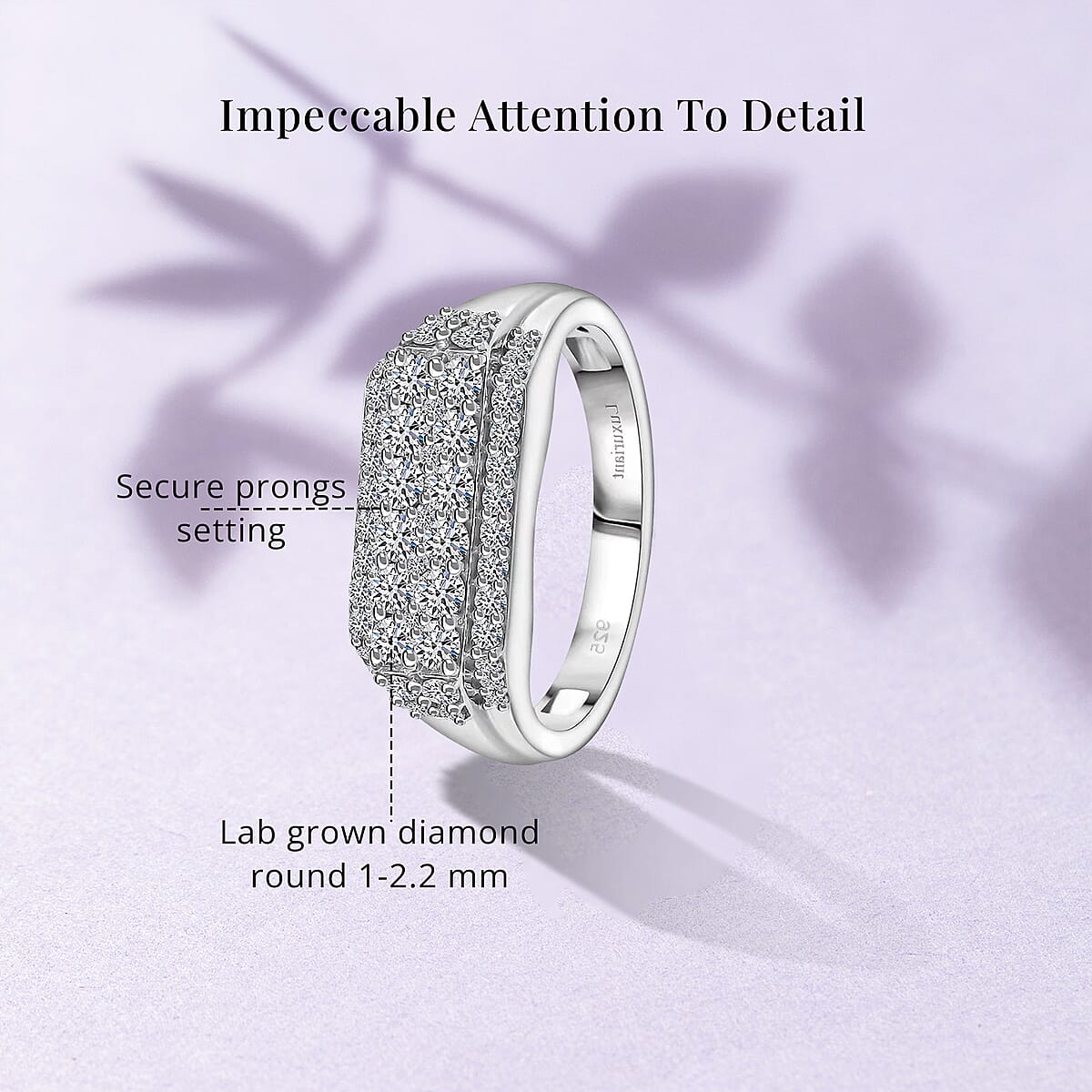 Luxuriant Lab Grown Diamond E-F VS 1.10 ctw Men's Ring in Rhodium Over Sterling Silver (Size 12.0) image number 5