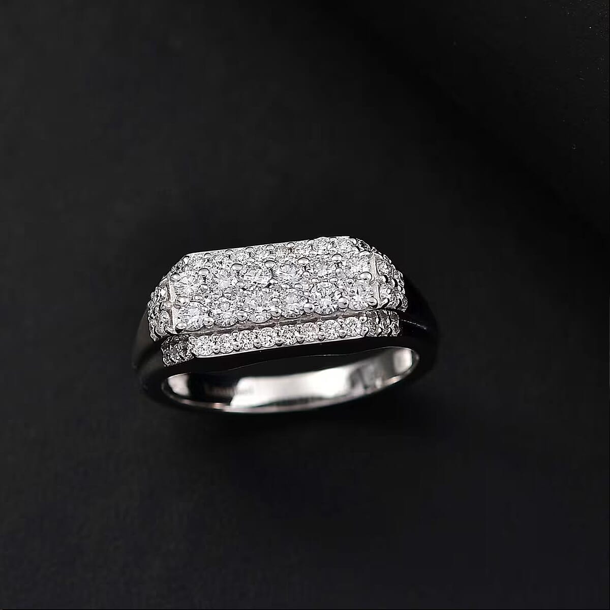 Luxuriant Lab Grown Diamond E-F VS 1.10 ctw Men's Ring in Rhodium Over Sterling Silver (Size 12.0) image number 7