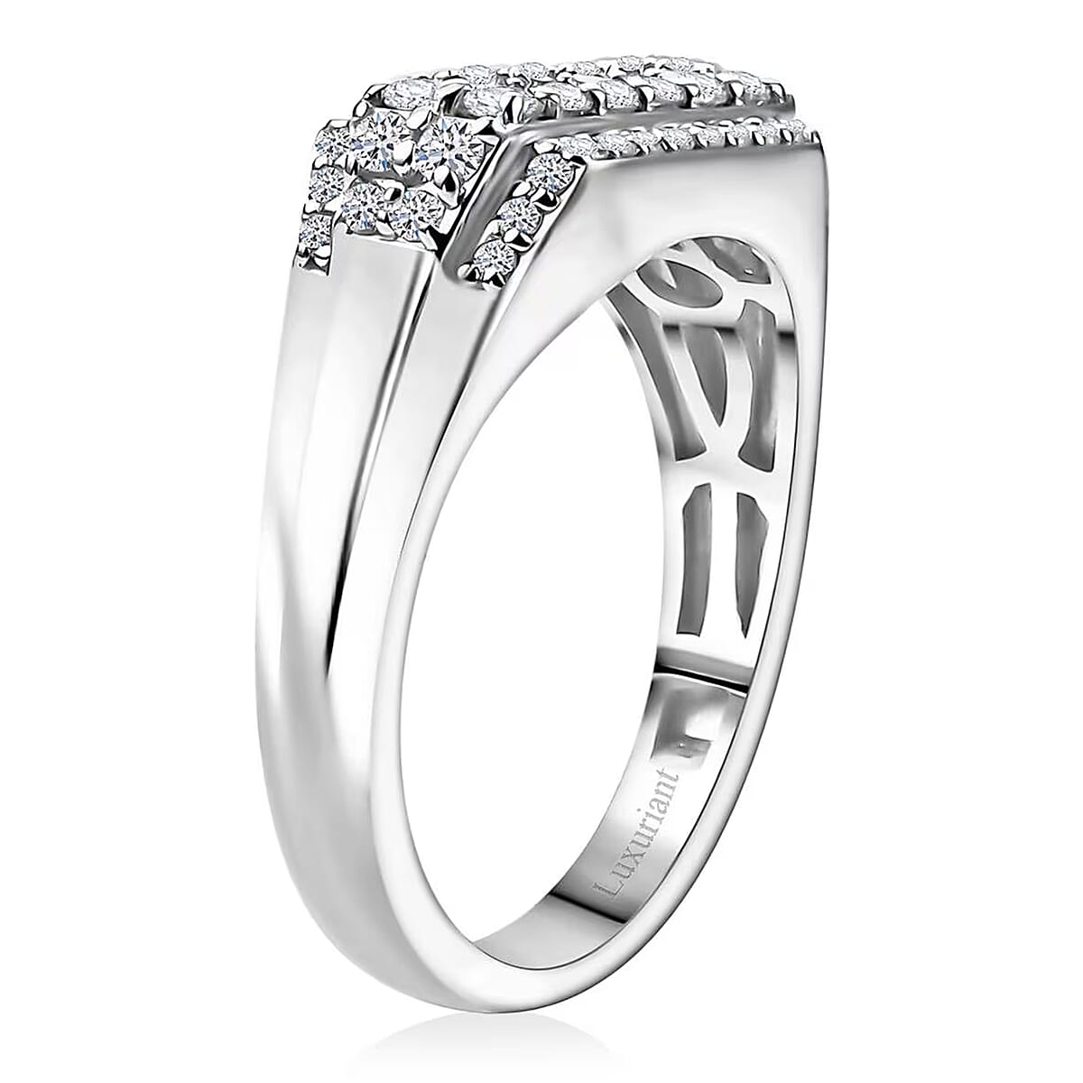 Luxuriant Lab Grown Diamond E-F VS 1.10 ctw Men's Ring in Rhodium Over Sterling Silver (Size 12.0) image number 9