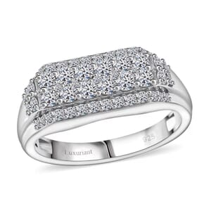 Luxuriant Lab Grown Diamond E-F VS 1.10 ctw Men's Ring in Rhodium Over Sterling Silver (Size 9.0)