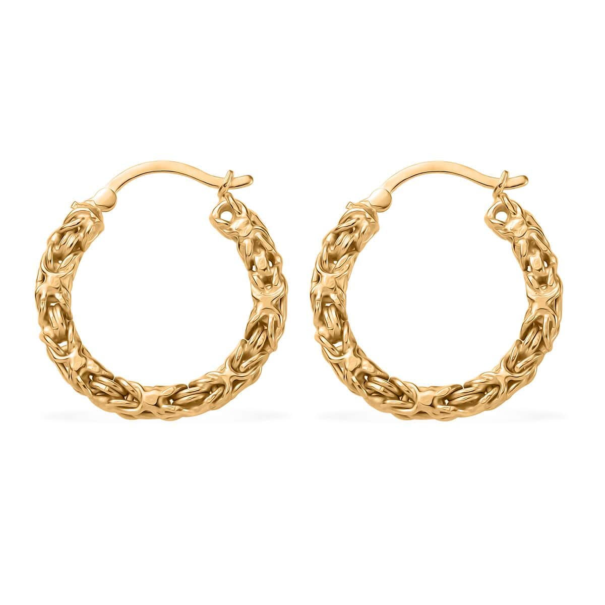 Byzantine Hoop Earrings in 14K Yellow Gold Over Sterling Silver 6 Grams  image number 3