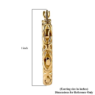 Byzantine Hoop Earrings in 14K Yellow Gold Over Sterling Silver 6 Grams 