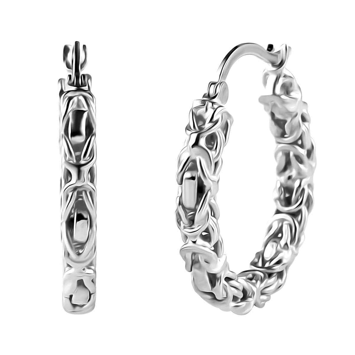 Byzantine Hoop Earrings in Platinum Over Sterling Silver 6 Grams image number 0