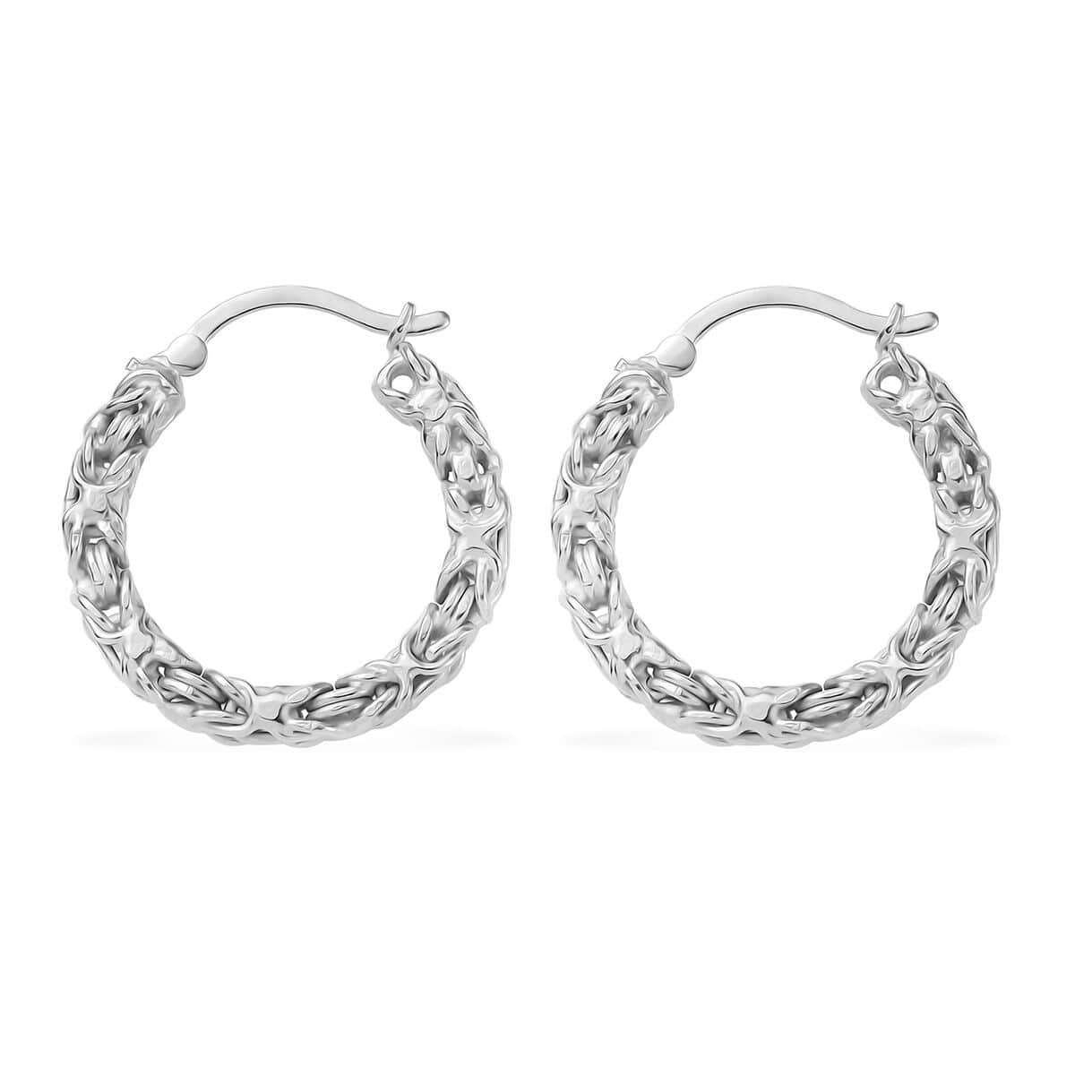 Byzantine Hoop Earrings in Platinum Over Sterling Silver 6 Grams image number 3