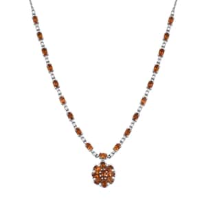 Ceylon Hessonite Garnet and White Zircon 8.90 ctw Necklace in Rhodium Over Sterling Silver 18 Inches