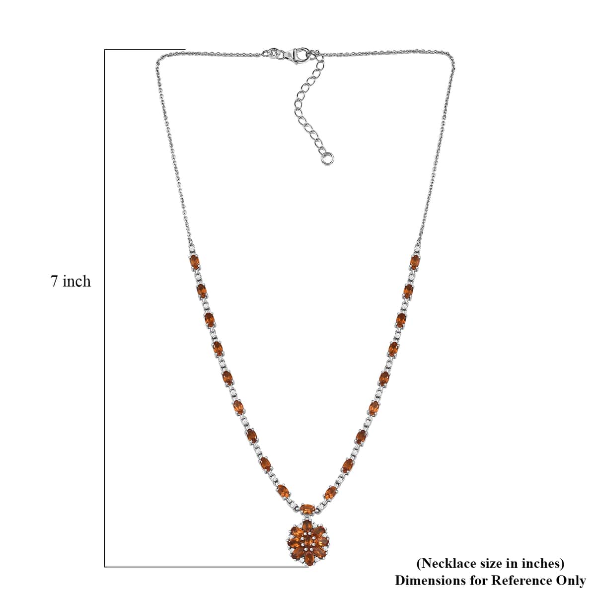 Ceylon Hessonite Garnet and White Zircon 8.90 ctw Necklace in Rhodium Over Sterling Silver 18 Inches image number 5