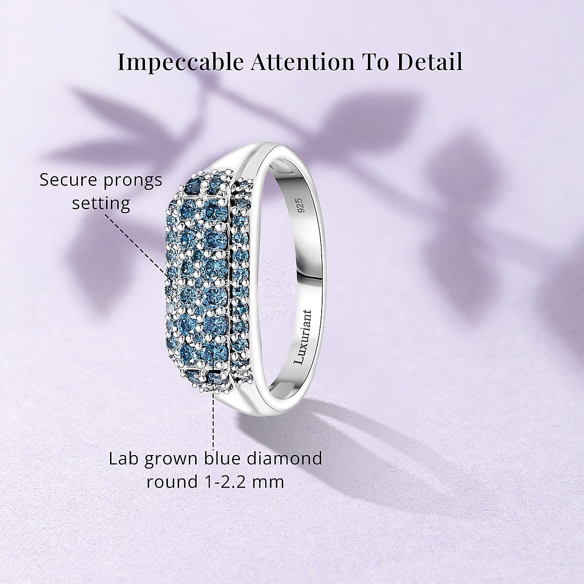 Luxuriant Lab Grown Blue Diamond VS 1.00 ctw Men's Ring in Rhodium Over Sterling Silver (Size 13.0) image number 5