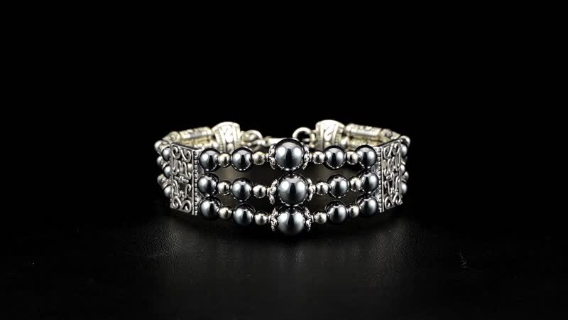 Terahertz 50.00 ctw Beaded Bangle Bracelet in Silvertone (7.0-9.0In)