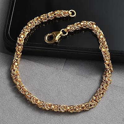 Byzantine Bracelet in 14K Yellow Gold Over Sterling Silver 9.50 Grams