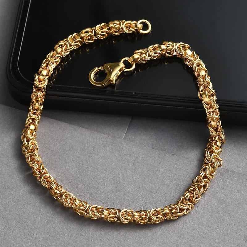 Byzantine Bracelet in 14K Yellow Gold Over Sterling Silver 9.50 Grams