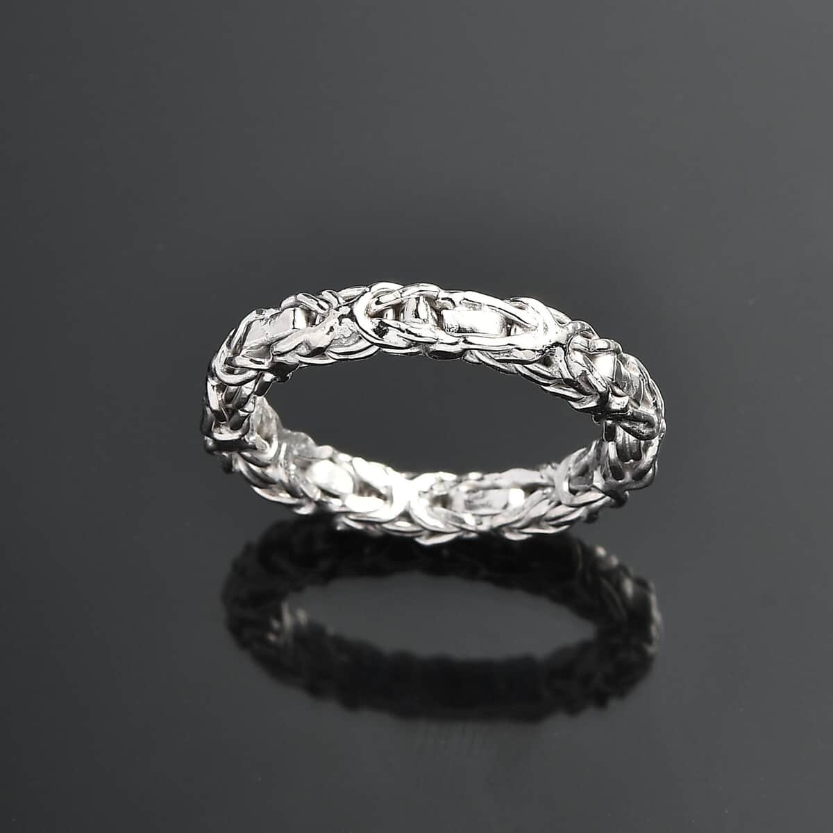 Byzantine Ring in Platinum Over Sterling Silver (Size 10.0) 4.20 Grams image number 1