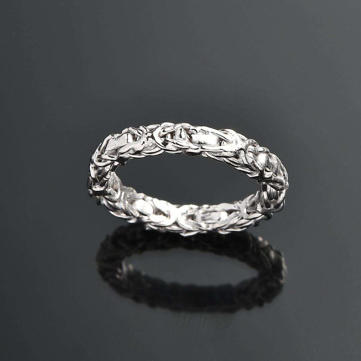 Byzantine Ring in Platinum Over Sterling Silver (Size 6.0) 4.20 Grams image number 1
