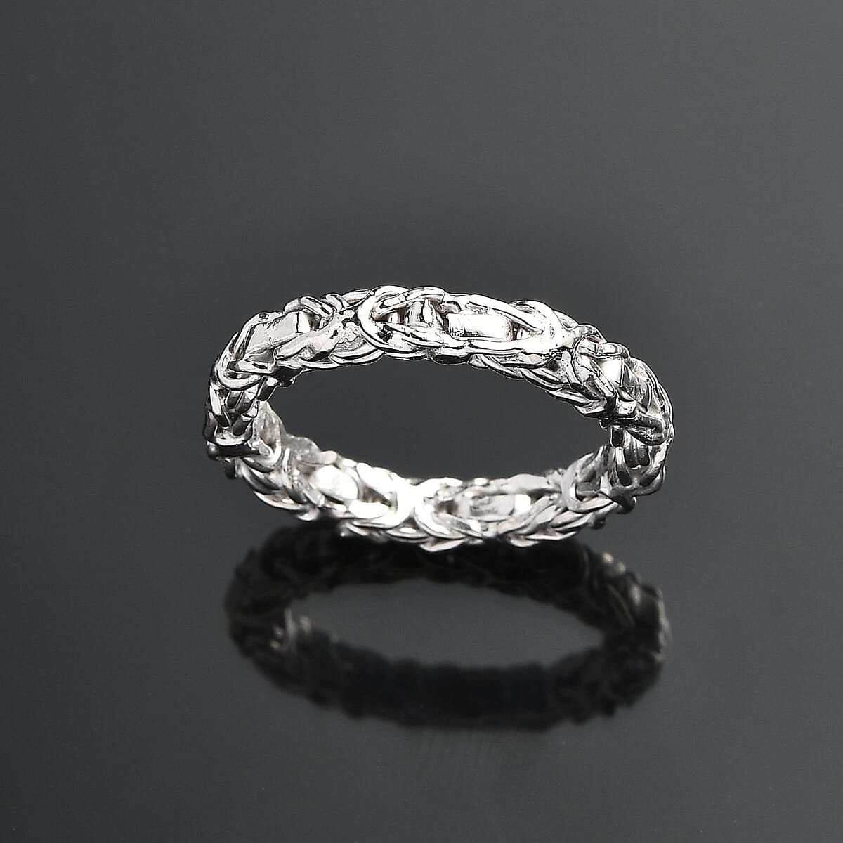 Byzantine Ring in Platinum Over Sterling Silver (Size 8.0) 4.20 Grams image number 1