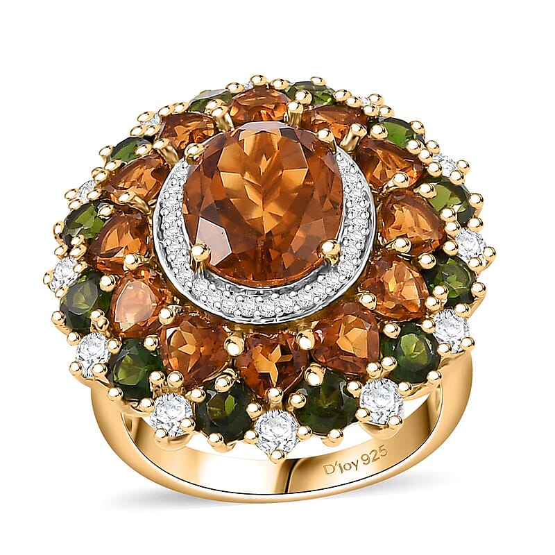 D'Joy Premium Santa Ana Madeira Citrine and Multi Gemstone 9.85 ctw Harvest Radiance Ring in 18K Vermeil Yellow Gold Over Sterling Silver (Size 10.0)