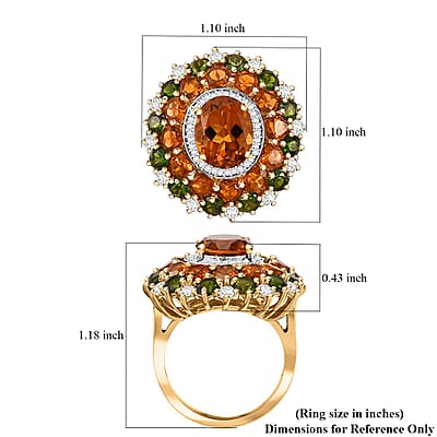 D'Joy Premium Santa Ana Madeira Citrine and Multi Gemstone 9.85 ctw Harvest Radiance Ring in 18K Vermeil Yellow Gold Over Sterling Silver (Size 10.0)