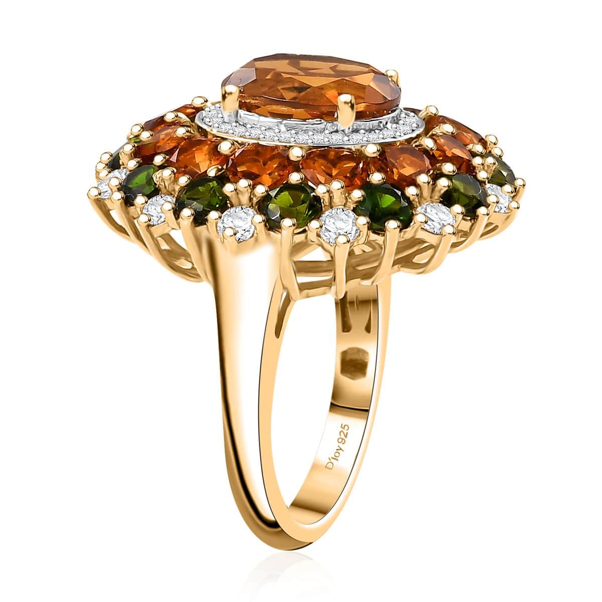 Premium Santa Ana Madeira Citrine and Multi Gemstone 9.85 ctw Harvest Radiance Ring in 18K Vermeil Yellow Gold Over Sterling Silver (Size 7.0) image number 3