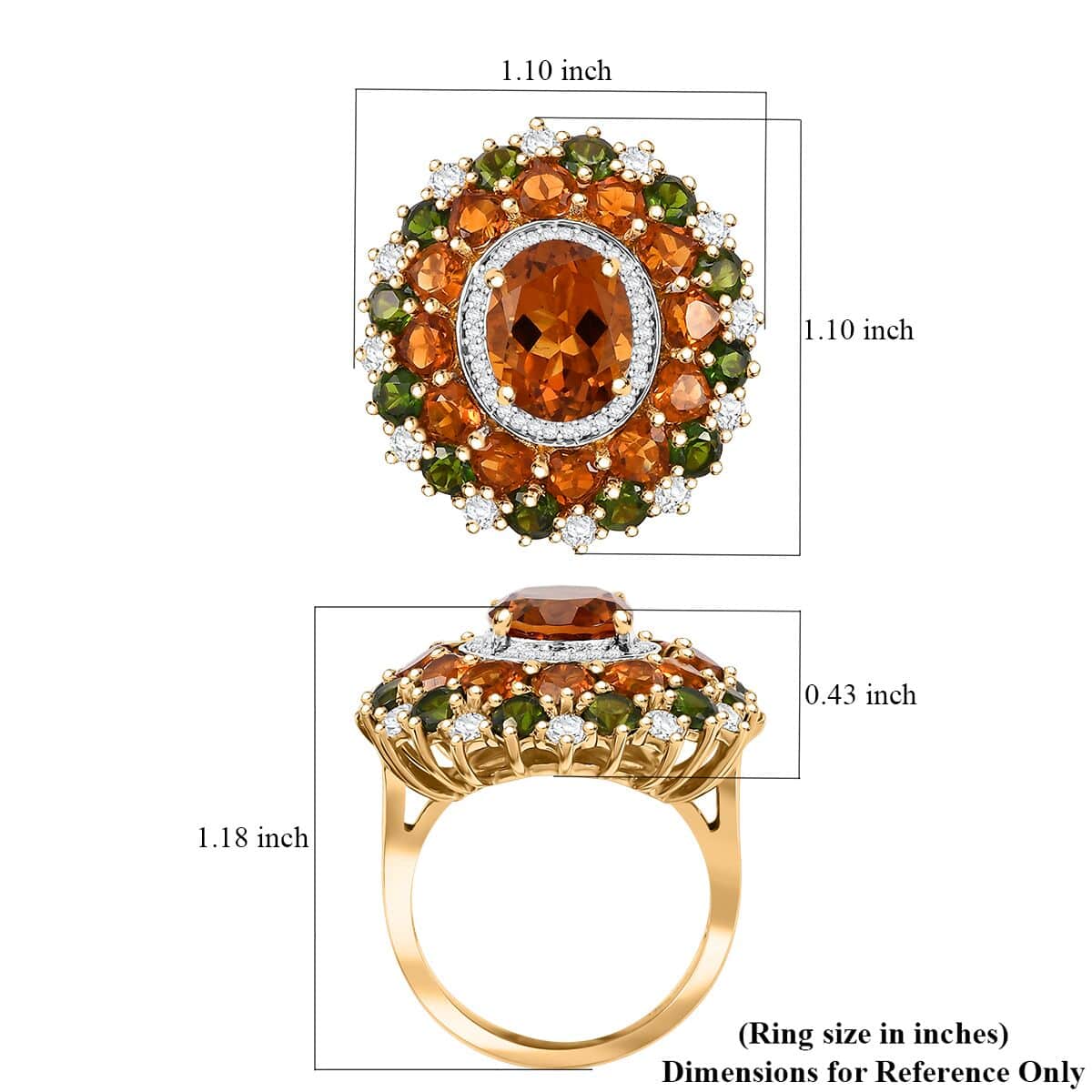 Premium Santa Ana Madeira Citrine and Multi Gemstone 9.85 ctw Harvest Radiance Ring in 18K Vermeil Yellow Gold Over Sterling Silver (Size 7.0) image number 5