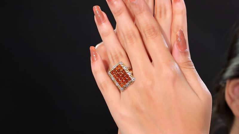Premium Santa Ana Madeira Citrine 4.25 ctw Mosaic Elegance Ring in 18K Vermeil YG and Rhodium Over Sterling Silver (Size 10.0)