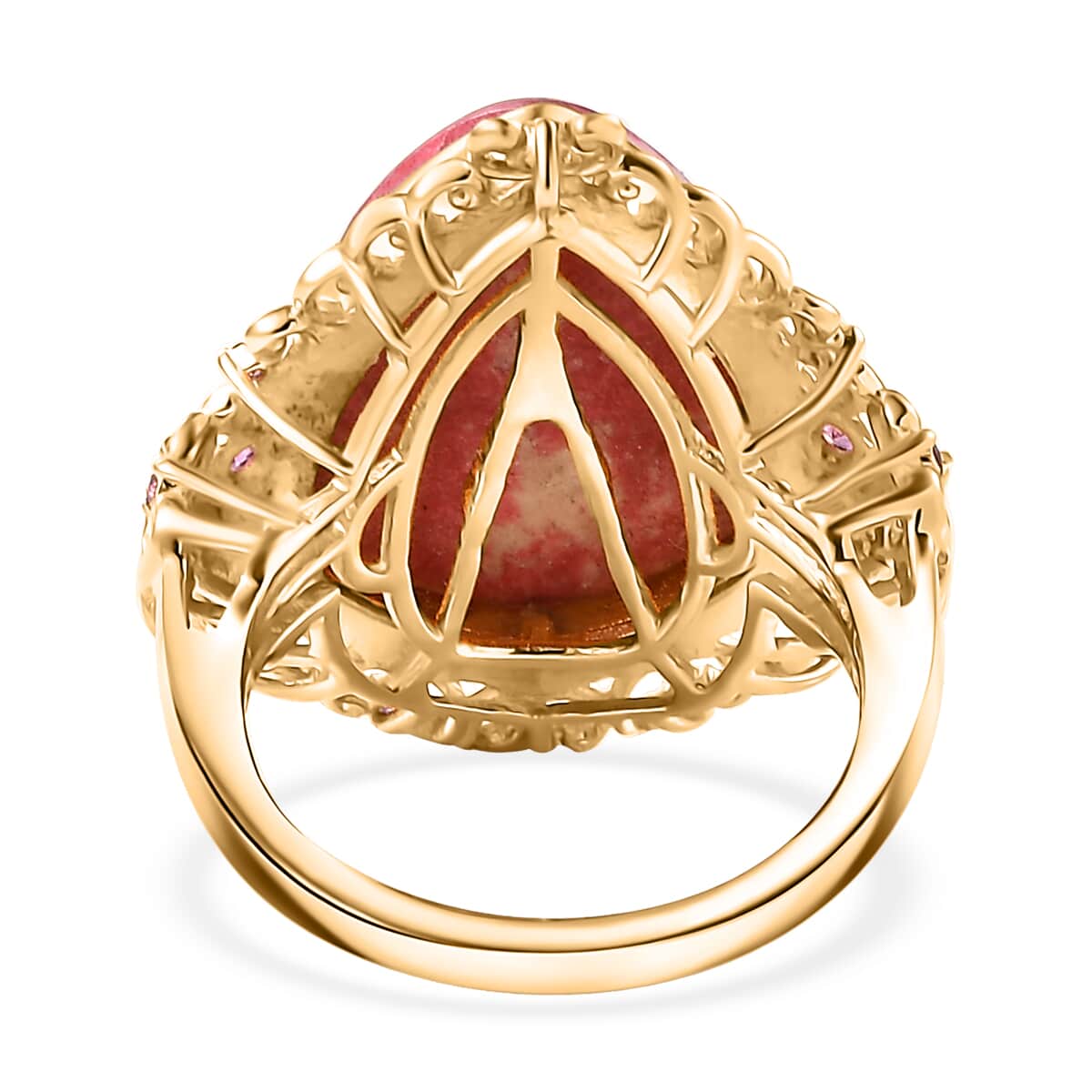 Karis Norwegian Thulite and Orissa Rhodolite Garnet 17.40 ctw Ring in 18K Yellow Gold Plated image number 4