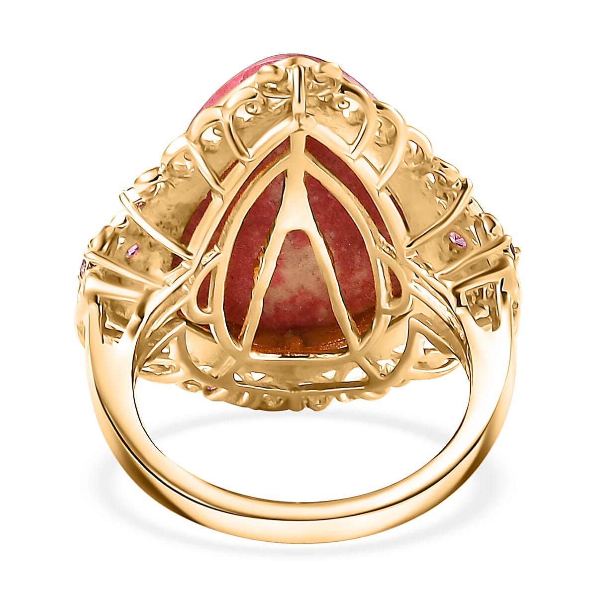 Karis Norwegian Thulite and Orissa Rhodolite Garnet 17.40 ctw Ring in 18K Yellow Gold Plated (Size 6.0) image number 4