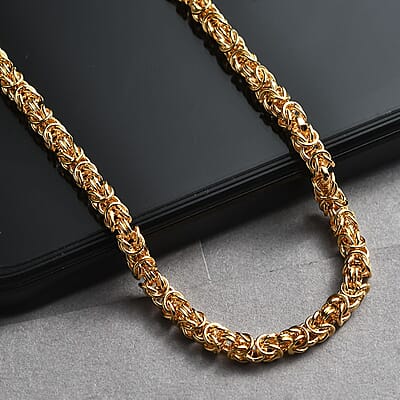 Byzantine Link Necklace in 22K Vermeil Yellow Gold Over Sterling Silver 21.8 Grams