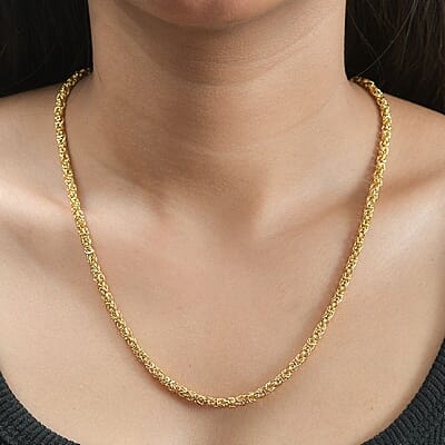 Byzantine Link Necklace in 22K Vermeil Yellow Gold Over Sterling Silver 21.8 Grams
