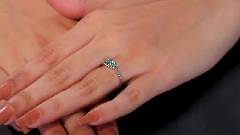 Premium Pirineu Lagoon Tourmaline 3 Stone Ring in Rhodium Over Sterling Silver (Size 6.0) 0.65 ctw