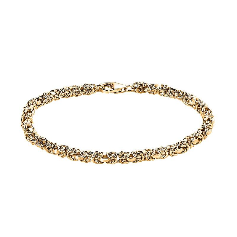 Byzantine Link Bracelet in 22K Vermeil Yellow Gold Over Sterling Silver (7.25 In) 8.2 Grams