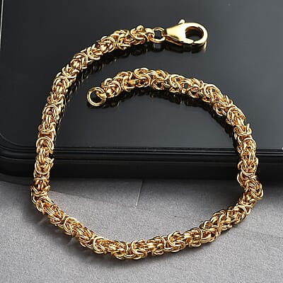 Byzantine Link Bracelet in 22K Vermeil Yellow Gold Over Sterling Silver (7.25 In) 8.2 Grams