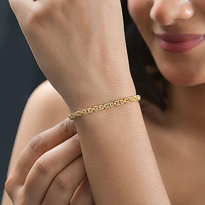 Byzantine Link Bracelet in 22K Vermeil Yellow Gold Over Sterling Silver (7.25 In) 8.2 Grams