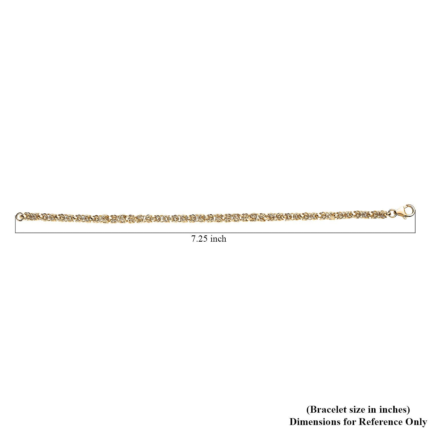 Byzantine Link Bracelet in 22K Vermeil Yellow Gold Over Sterling Silver (7.25 In) 8.2 Grams