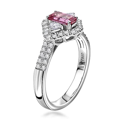 Certified & Appraised Rhapsody AAAA Padparadscha Sapphire and E-F VS2 Diamond 1.72 ctw Ring in 950 Platinum (Size 10.0) 6.50 Grams