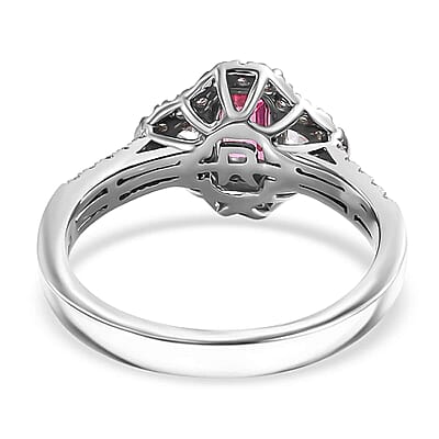 Certified & Appraised Rhapsody AAAA Padparadscha Sapphire and E-F VS2 Diamond 1.72 ctw Ring in 950 Platinum (Size 10.0) 6.50 Grams