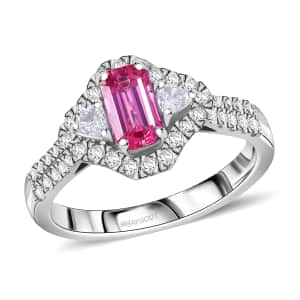 Certified & Appraised Rhapsody AAAA Padparadscha Sapphire and E-F VS2 Diamond 1.72 ctw Ring in 950 Platinum (Size 7.0) 6.50 Grams