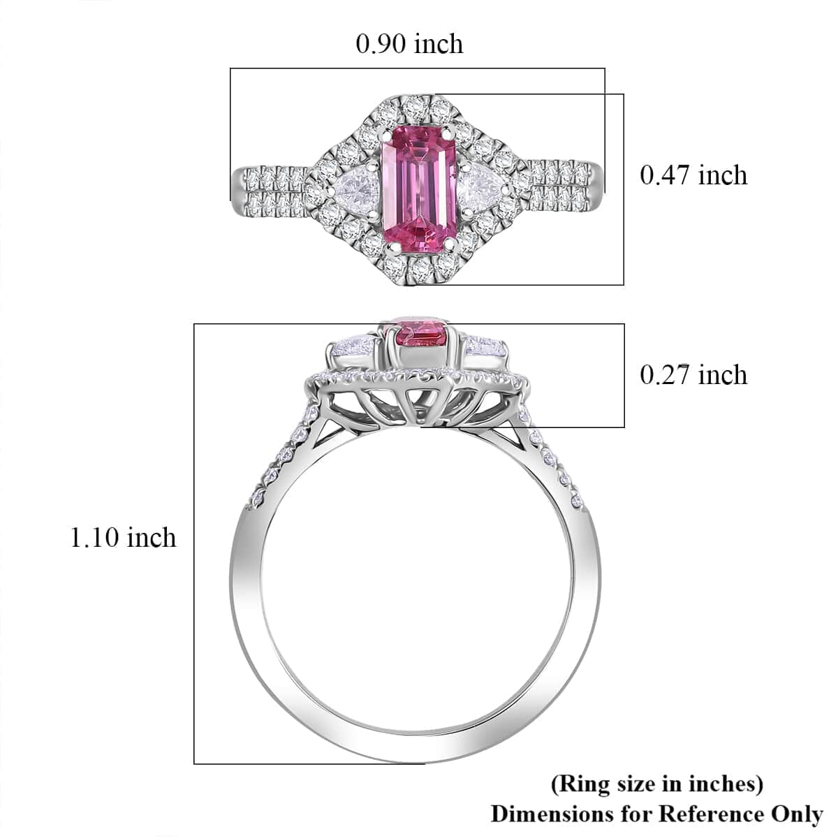 Certified & Appraised Rhapsody AAAA Padparadscha Sapphire and E-F VS2 Diamond 1.72 ctw Ring in 950 Platinum (Size 7.0) 6.50 Grams image number 5