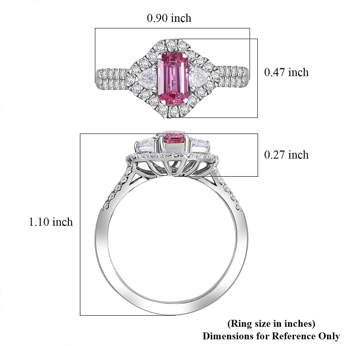 Certified & Appraised Rhapsody AAAA Padparadscha Sapphire and E-F VS2 Diamond 1.72 ctw Ring in 950 Platinum (Size 9.0) 6.50 Grams image number 5