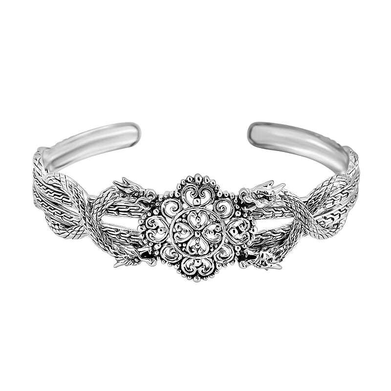 Bali Legacy Tulang Naga Dragon Cuff Bracelet in Sterling Silver (7.25 In) 21.10 Grams
