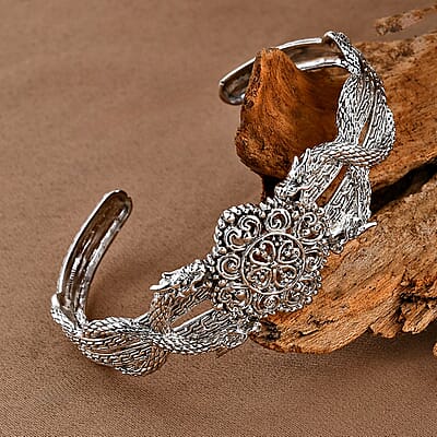 Bali Legacy Tulang Naga Dragon Cuff Bracelet in Sterling Silver (7.25 In) 21.10 Grams