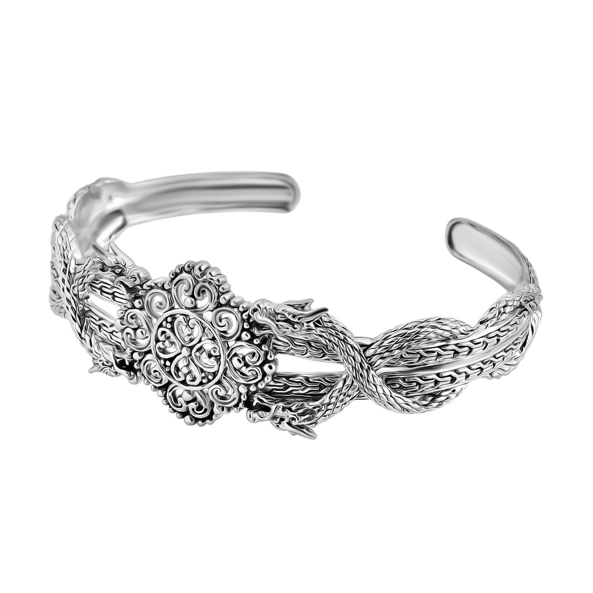 Bali Legacy Tulang Naga Dragon Cuff Bracelet in Sterling Silver (7.25 In) 21.10 Grams image number 4